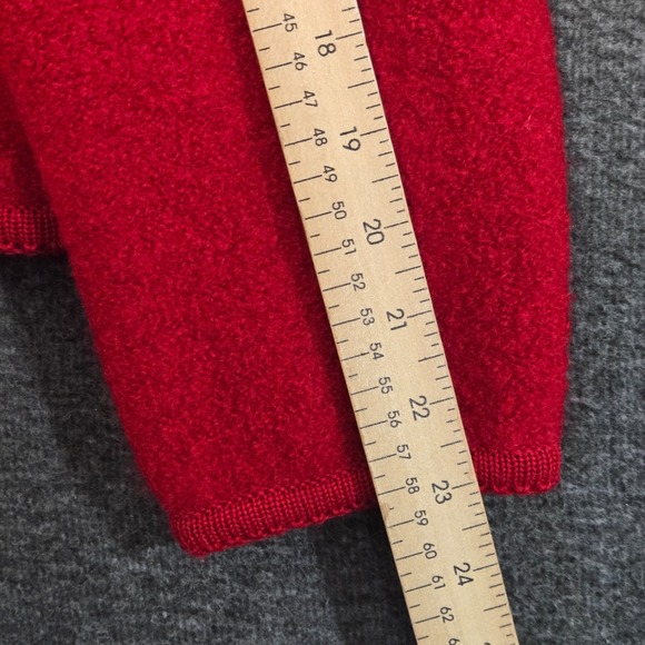 Vintage Lands End Womens Jacket 12 Petite Red 100% Wool Blazer Long Sleeve - Picture 6 of 8